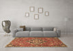 Machine Washable Medallion Brown Traditional Rug in a Living Room,, wshtr4510brn