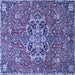 Square Machine Washable Medallion Blue Traditional Rug, wshtr4510blu