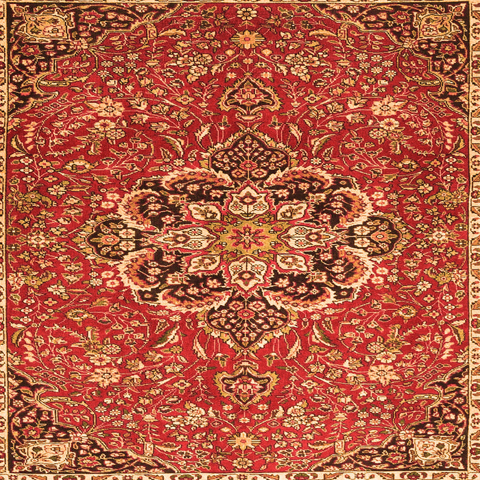 Round Machine Washable Medallion Orange Traditional Area Rugs, wshtr4510org