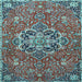 Square Medallion Light Blue Traditional Rug, tr4510lblu