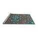 Sideview of Machine Washable Medallion Light Blue Traditional Rug, wshtr4510lblu