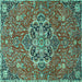 Square Medallion Turquoise Traditional Rug, tr4510turq