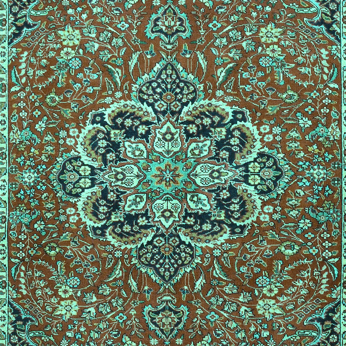 Machine Washable Medallion Turquoise Traditional Area Rugs, wshtr4510turq
