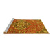 Sideview of Machine Washable Medallion Yellow Traditional Rug, wshtr4510yw