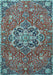 Machine Washable Medallion Light Blue Traditional Rug, wshtr4510lblu