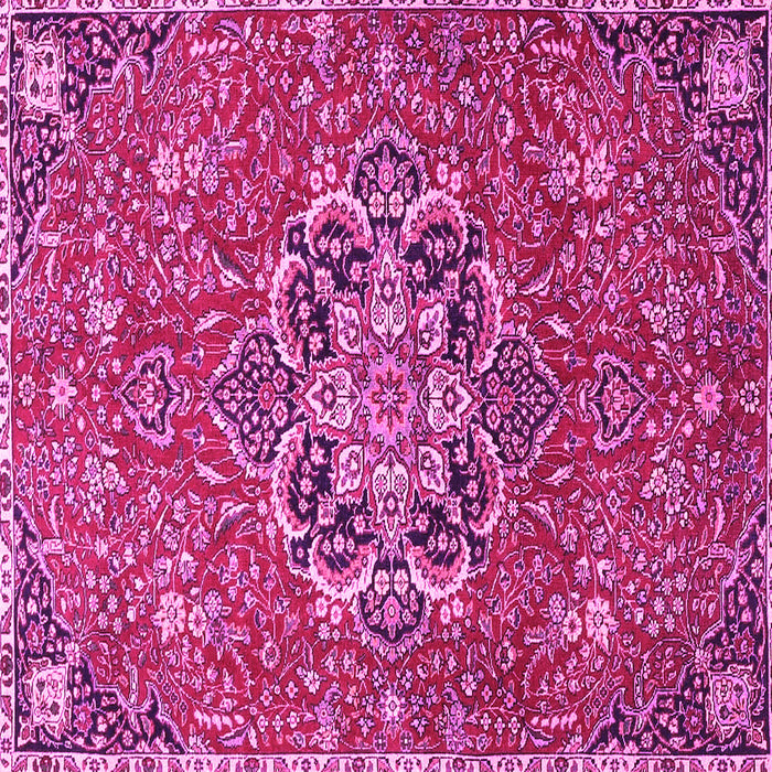 Square Machine Washable Medallion Pink Traditional Rug, wshtr4510pnk