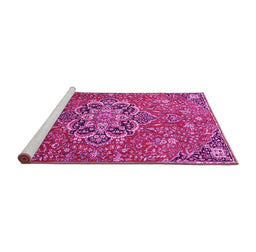 Sideview of Machine Washable Medallion Pink Traditional Rug, wshtr4510pnk