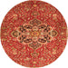 Machine Washable Medallion Orange Traditional Area Rugs, wshtr4510org