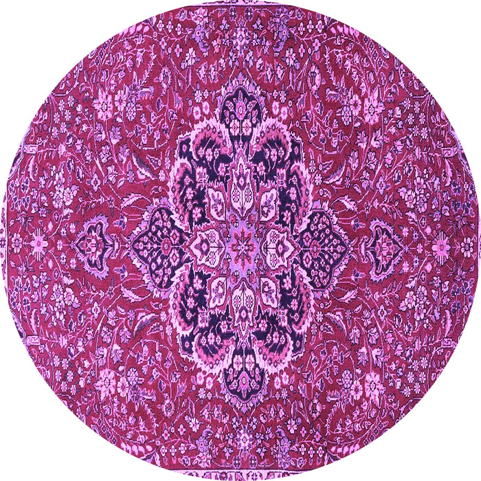 Round Medallion Purple Traditional Rug, tr4510pur