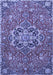 Machine Washable Medallion Blue Traditional Rug, wshtr4510blu