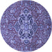 Round Medallion Blue Traditional Rug, tr4510blu