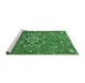 Sideview of Machine Washable Medallion Emerald Green Traditional Area Rugs, wshtr4510emgrn