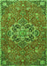 Serging Thickness of Machine Washable Medallion Green Traditional Area Rugs, wshtr4510grn