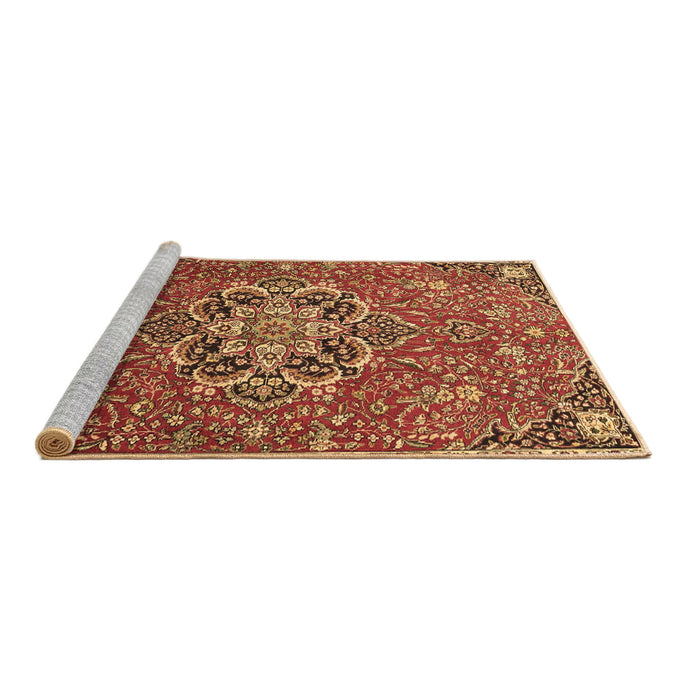 Sideview of Machine Washable Medallion Brown Traditional Rug, wshtr4510brn