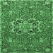 Square Medallion Emerald Green Traditional Rug, tr4510emgrn