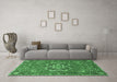 Machine Washable Medallion Emerald Green Traditional Area Rugs in a Living Room,, wshtr4510emgrn