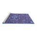 Sideview of Machine Washable Medallion Blue Traditional Rug, wshtr4510blu