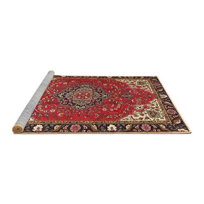 Sideview of Machine Washable Traditional Tomato Red Rug, wshtr4511
