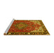 Sideview of Machine Washable Medallion Yellow Traditional Rug, wshtr4511yw