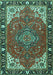 Machine Washable Medallion Turquoise Traditional Area Rugs, wshtr4511turq