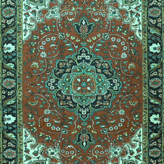 Machine Washable Medallion Turquoise Traditional Area Rugs, wshtr4511turq