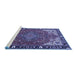 Sideview of Machine Washable Medallion Blue Traditional Rug, wshtr4511blu