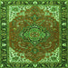 Round Machine Washable Medallion Green Traditional Area Rugs, wshtr4511grn