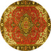 Round Medallion Yellow Traditional Rug, tr4511yw