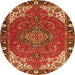 Machine Washable Medallion Orange Traditional Area Rugs, wshtr4511org