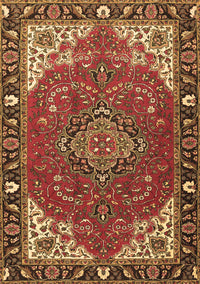 Medallion Brown Traditional Rug, tr4511brn