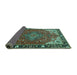 Sideview of Medallion Turquoise Traditional Rug, tr4511turq