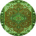 Machine Washable Medallion Green Traditional Area Rugs, wshtr4511grn