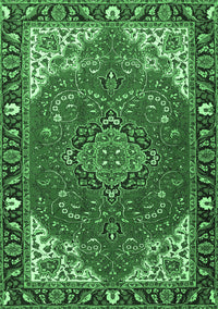 Medallion Emerald Green Traditional Rug, tr4511emgrn