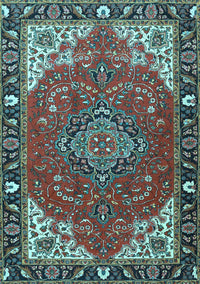 Medallion Light Blue Traditional Rug, tr4511lblu