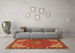 Machine Washable Medallion Orange Traditional Area Rugs in a Living Room, wshtr4511org