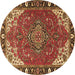 Round Medallion Brown Traditional Rug, tr4511brn