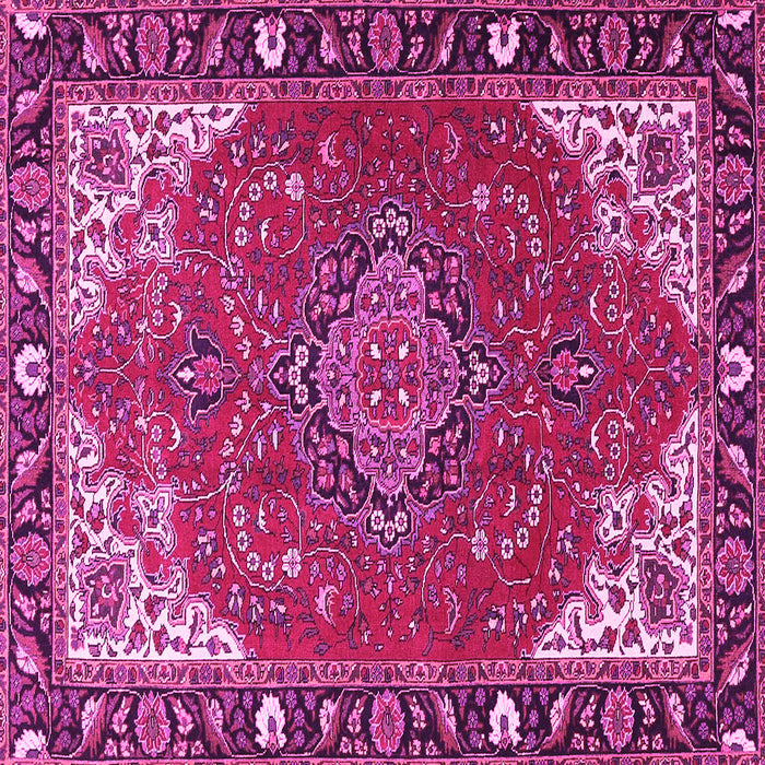 Square Machine Washable Medallion Pink Traditional Rug, wshtr4511pnk