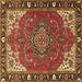 Square Machine Washable Medallion Brown Traditional Rug, wshtr4511brn