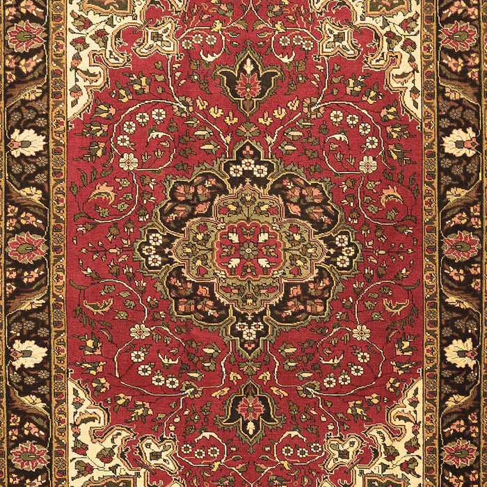 Machine Washable Medallion Brown Traditional Rug, wshtr4511brn