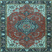 Square Medallion Light Blue Traditional Rug, tr4511lblu