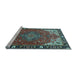 Sideview of Machine Washable Medallion Light Blue Traditional Rug, wshtr4511lblu