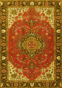 Medallion Yellow Traditional Rug, tr4511yw