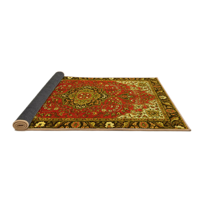 Sideview of Medallion Yellow Traditional Rug, tr4511yw