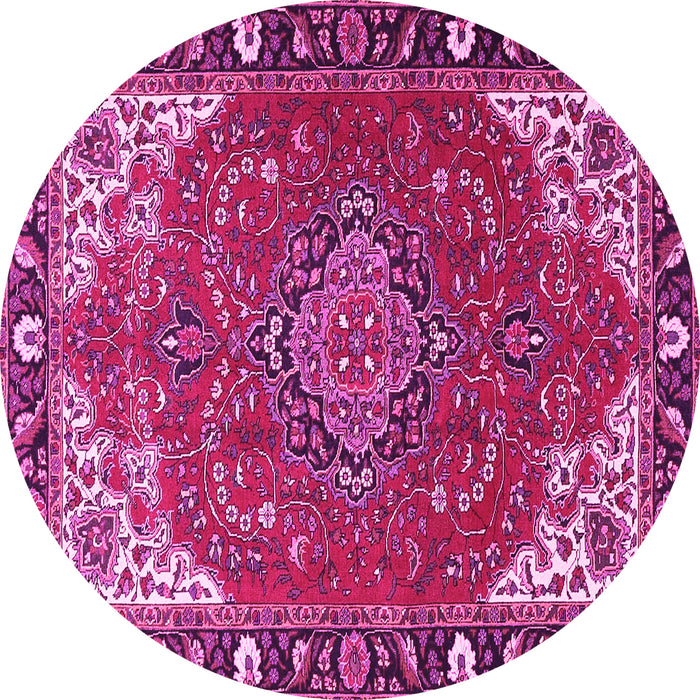 Round Medallion Pink Traditional Rug, tr4511pnk