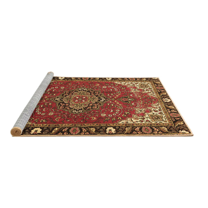Sideview of Machine Washable Medallion Brown Traditional Rug, wshtr4511brn