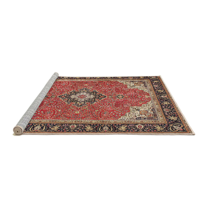 Sideview of Machine Washable Traditional Saffron Red Rug, wshtr4512