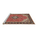 Sideview of Machine Washable Traditional Saffron Red Rug, wshtr4512