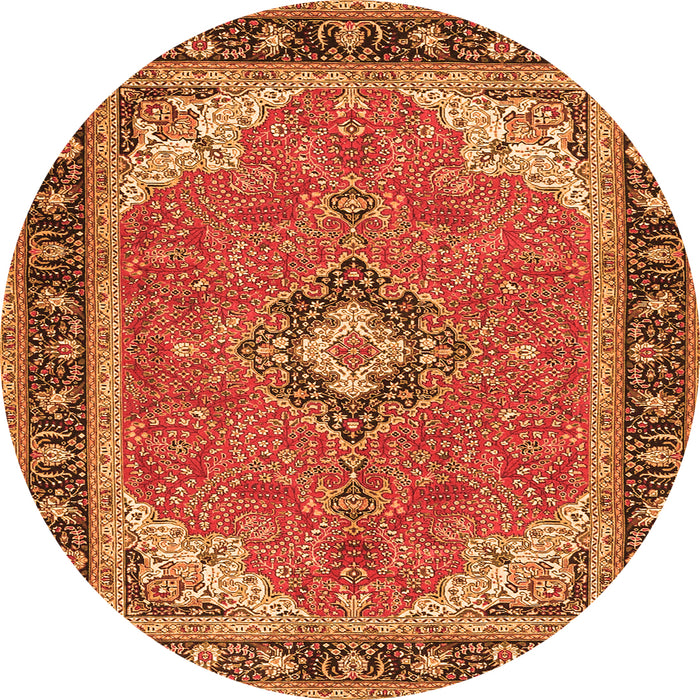 Square Medallion Orange Traditional Rug, tr4512org