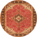 Square Medallion Orange Traditional Rug, tr4512org