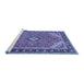 Sideview of Machine Washable Medallion Blue Traditional Rug, wshtr4512blu